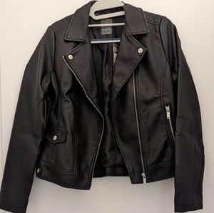 NTW black faux leather jacket biker